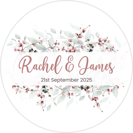 pink berry botanical design Personalised Wedding Cake Toppers