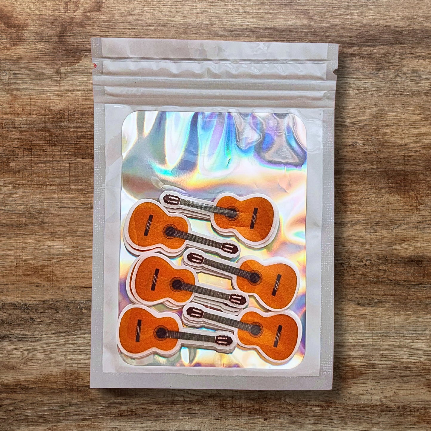 Acoustic Guitar Edible Cupcake Toppers in packaging