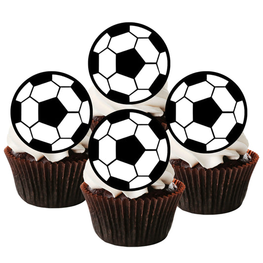 Football Edible Cupcake Toppers on chocolate frosted cupcakes