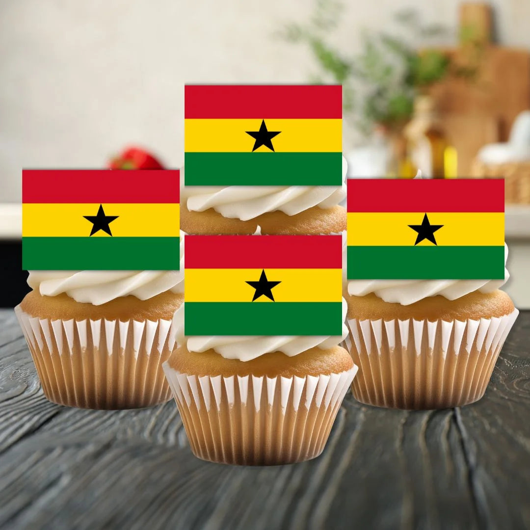 Ghana Flag Edible Cupcake Toppers