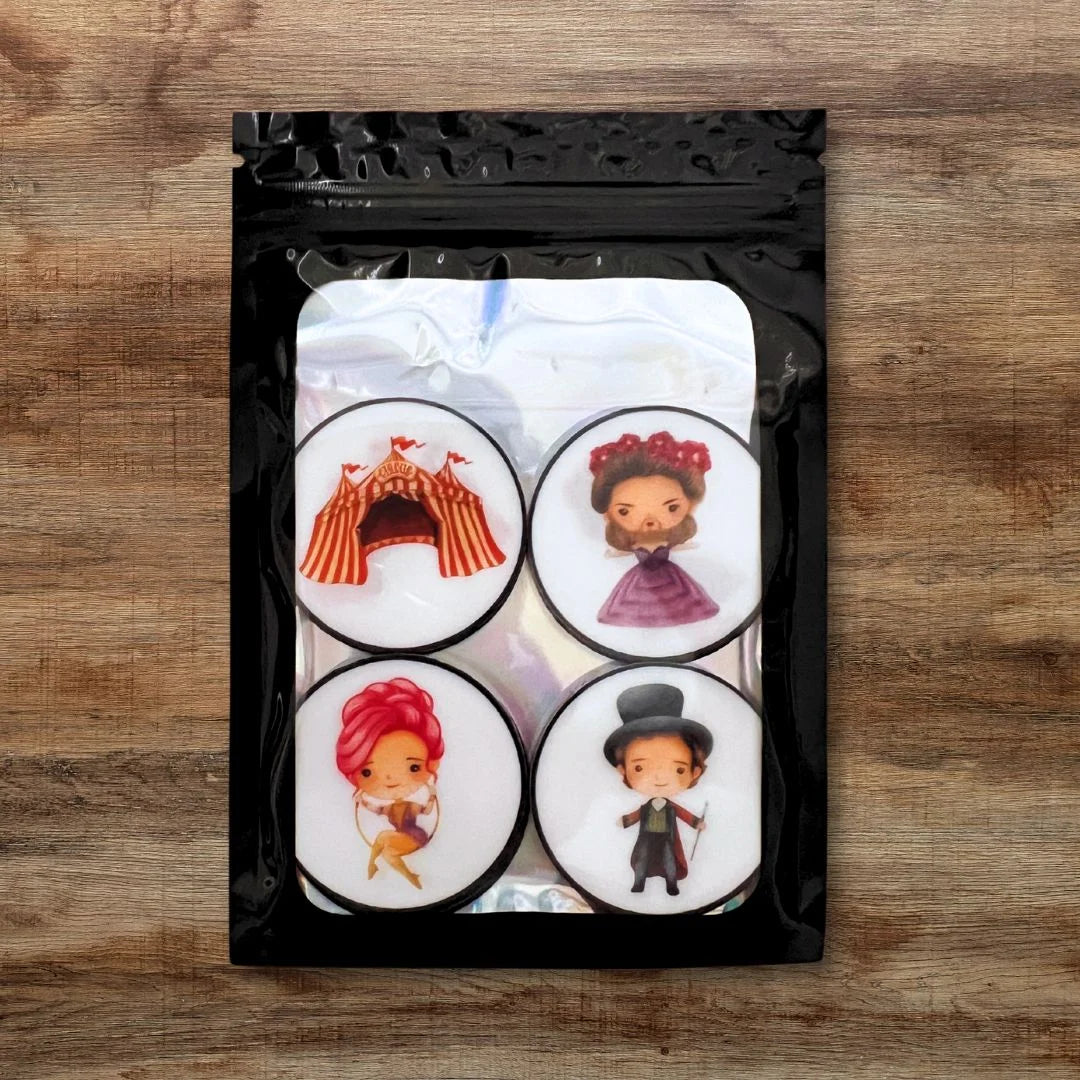 Showman Edible Cupcake Toppers in black packaging