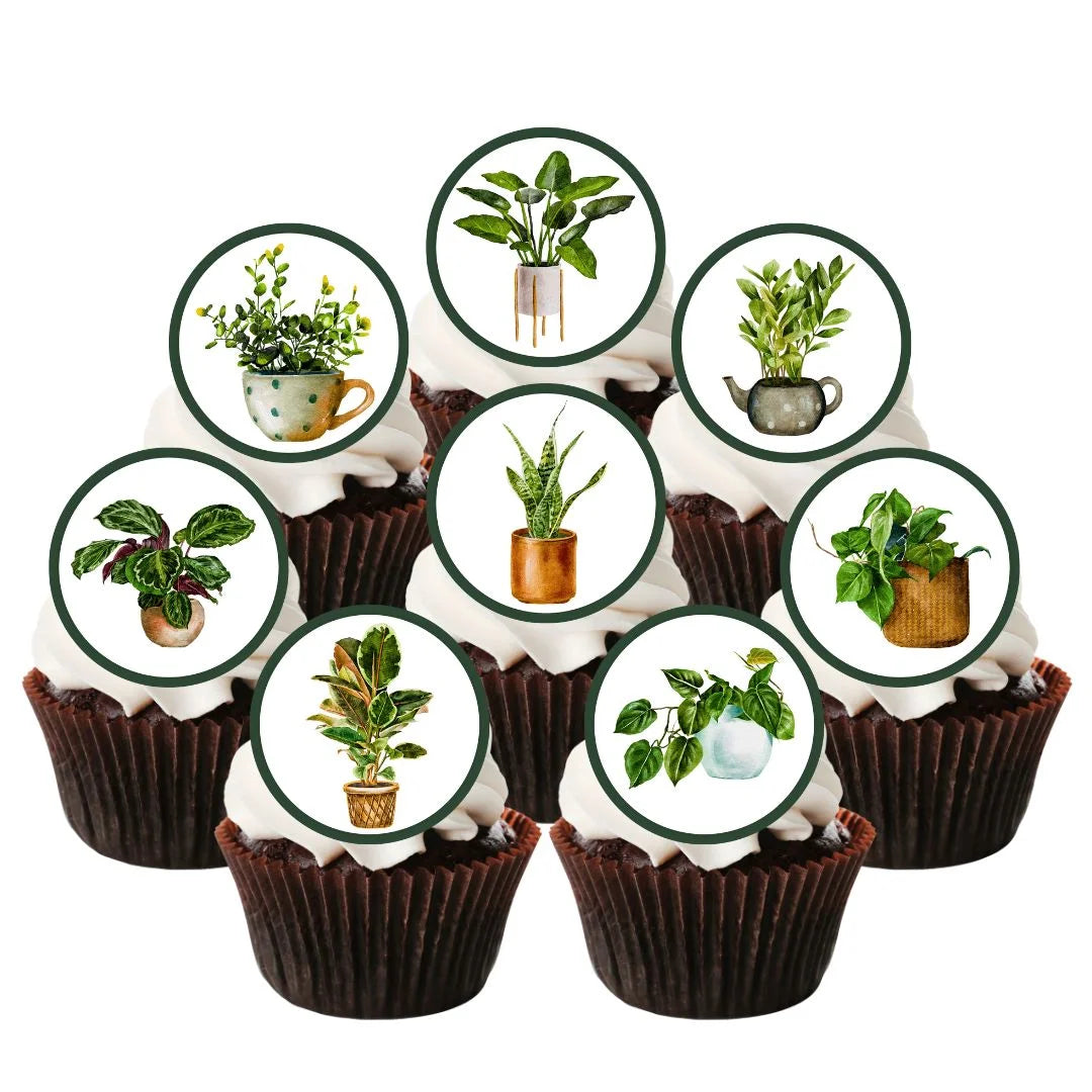 edible succulent cake toppers Plant Theme Edible Cupcake Toppers - Cian's Cupcake Toppers 1.5 Inch Discs (4cm)