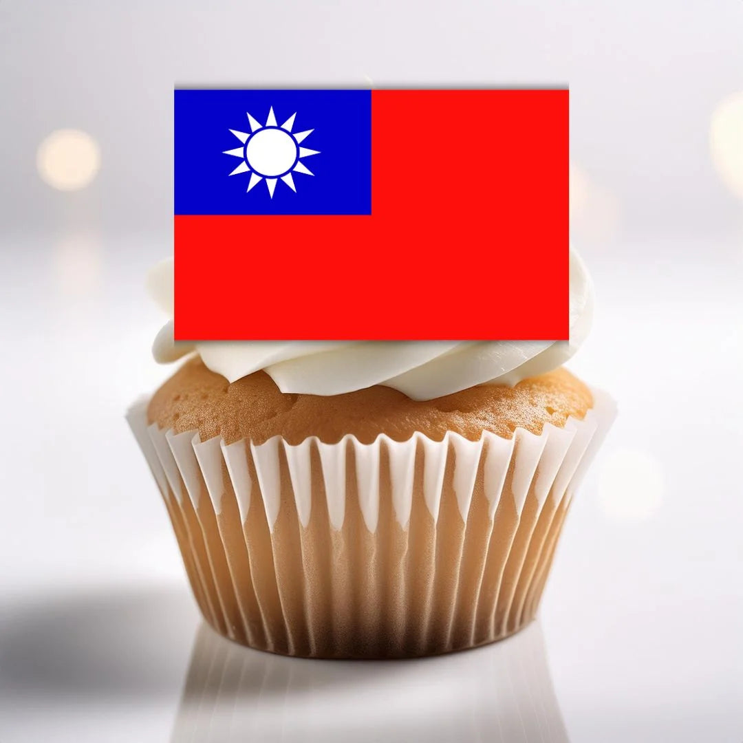 Taiwan Flag Edible Cupcake Toppers