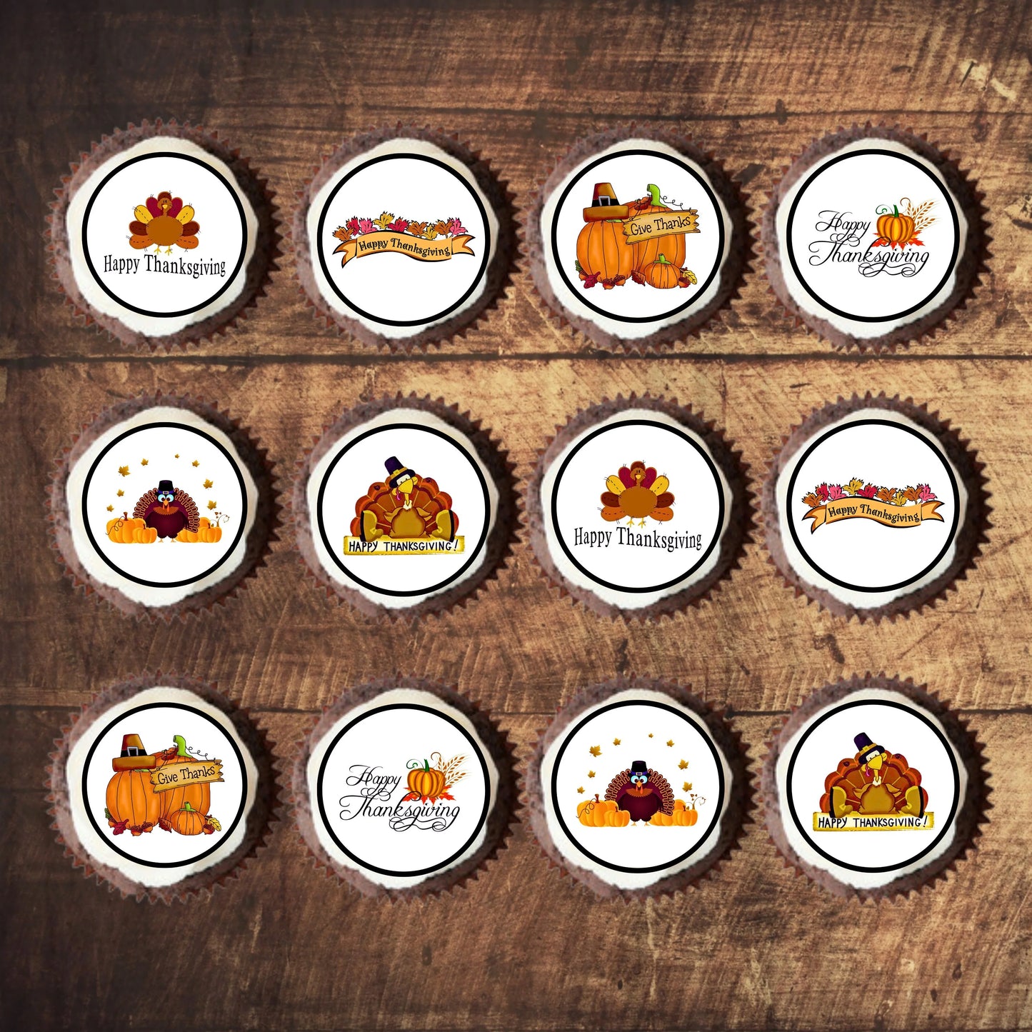 Thanksgiving Edible Cupcake Toppers