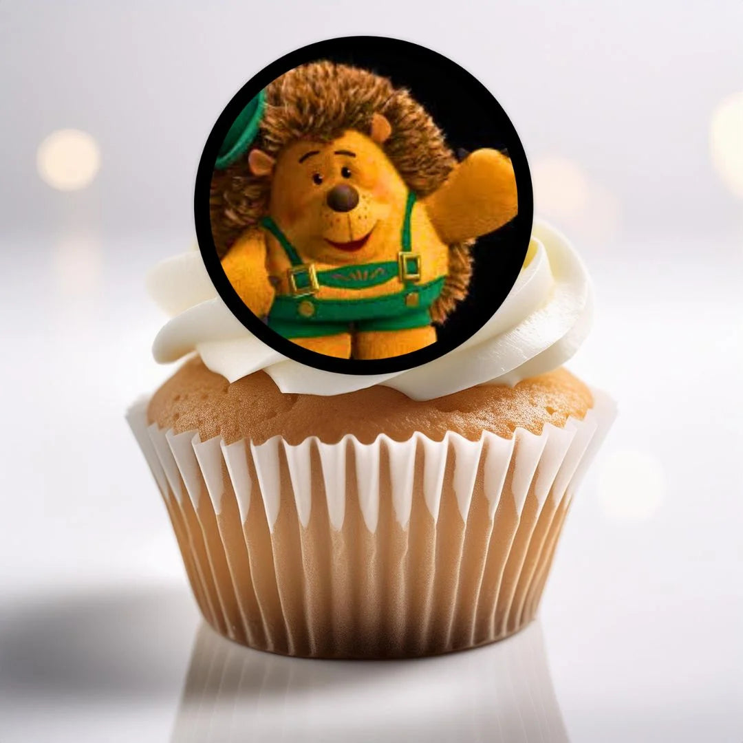 Toy Story 2 Edible Cupcake Toppers on white frosted cupcakes