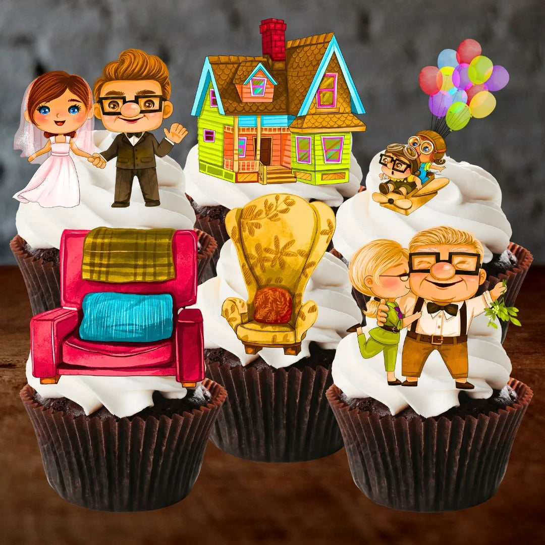 UP Themed Edible Cupcake Toppers on chocolate cupcakes with white frosting