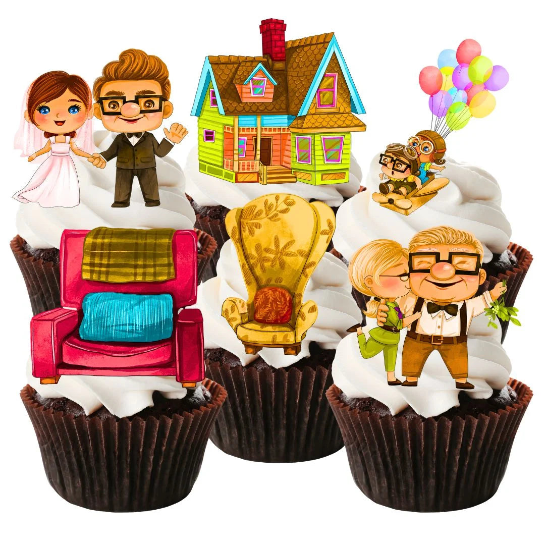 UP Themed Edible Cupcake Toppers on chocolate cupcakes with white frosting