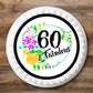  60 & Fabulous 7 inch Edible cake Topper with floral details and black text