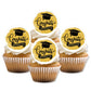 Cupcakes with 'Congrats Graduates' toppers on a white background