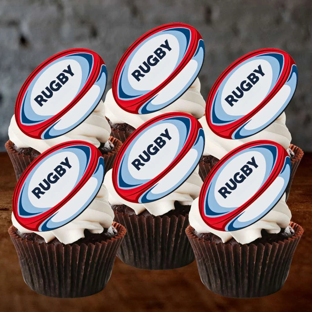 Rugby Ball Edible Cupcake Toppers