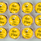 Cupcakes with 'Bee Mine' toppers arranged in rows on a gray background