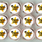 Cupcakes with 'Congrats Grad' toppers on a gray background