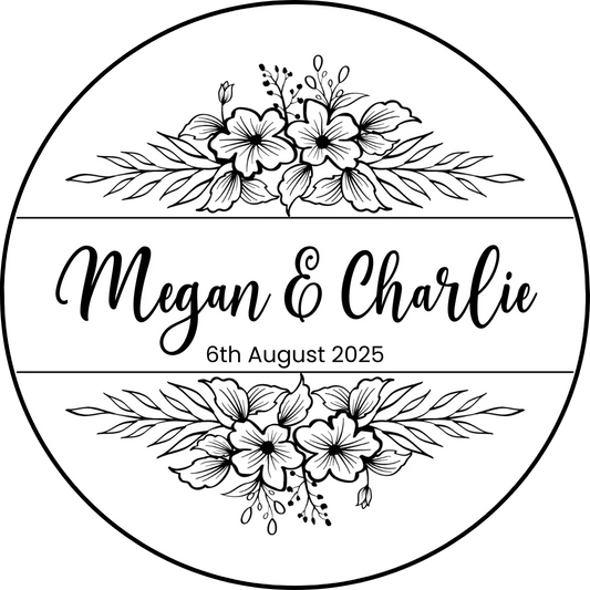 personalised monochrome floral edible cupcake topper design