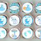 tray of frosted cupcakes with blue it's a boy edible cake toppers