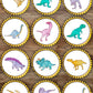 top view of colourful dinosaur cupcake toppers