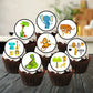 jungle themed edible cupcake toppers featuring cartoon jungle animals including snake, monkey, tiger and eleohant 