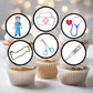 Medical + Hospital Themed Edible Cupcake Toppers  on white frosted cupcakes