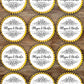 personalised monochrome floral edible cupcake topper design laying flat on cupcakes with yellow cases on a wooden surface