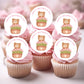 teddy bear mothers day cupcake toppers on pink frosted cupcakes