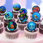 Finding Nemo Edible Cupcake Toppers on chocolate cupcakes with white frosting