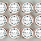 Pink floral and botanical personalised cupcake toppers on cupcakes inside a white box