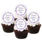 Purple wisteria happy mothers day cupcake toppers, placed on frosted chocolate cupcakes