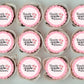 Thank You For Helping Me Bloom Pink Edible Cupcake Toppers on white frosted cupcakes