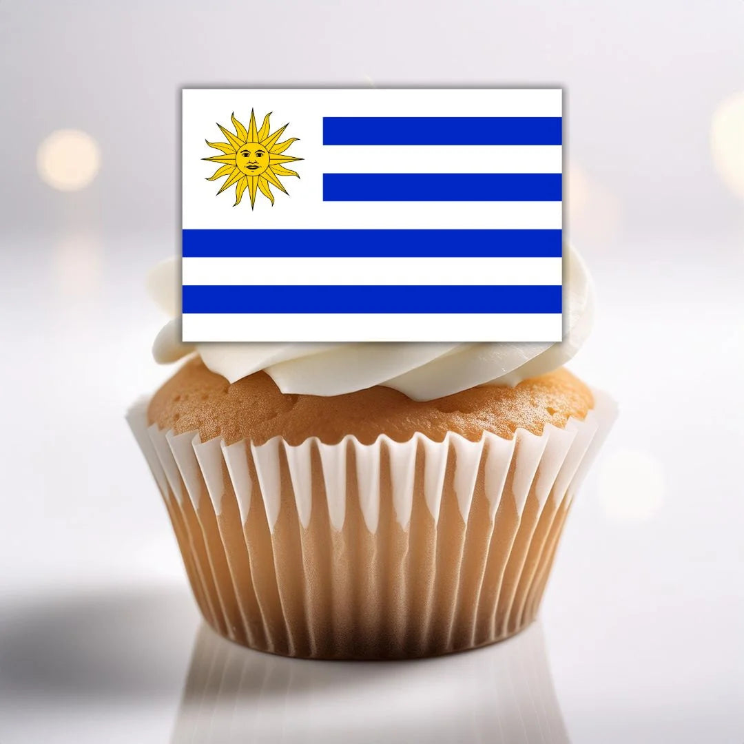 Uruguay Flag Edible Cupcake Toppers