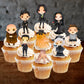 Halloween Family Edible Cupcake Toppers on white frosted cupcakes 