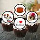 American Football Edible Cupcake Toppers on chocolate cupcakes with white frosting