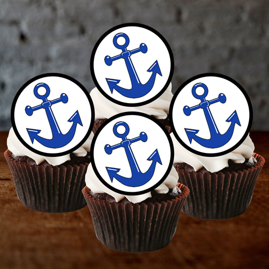 Anchor Sailor Theme Edible Cupcake Toppers