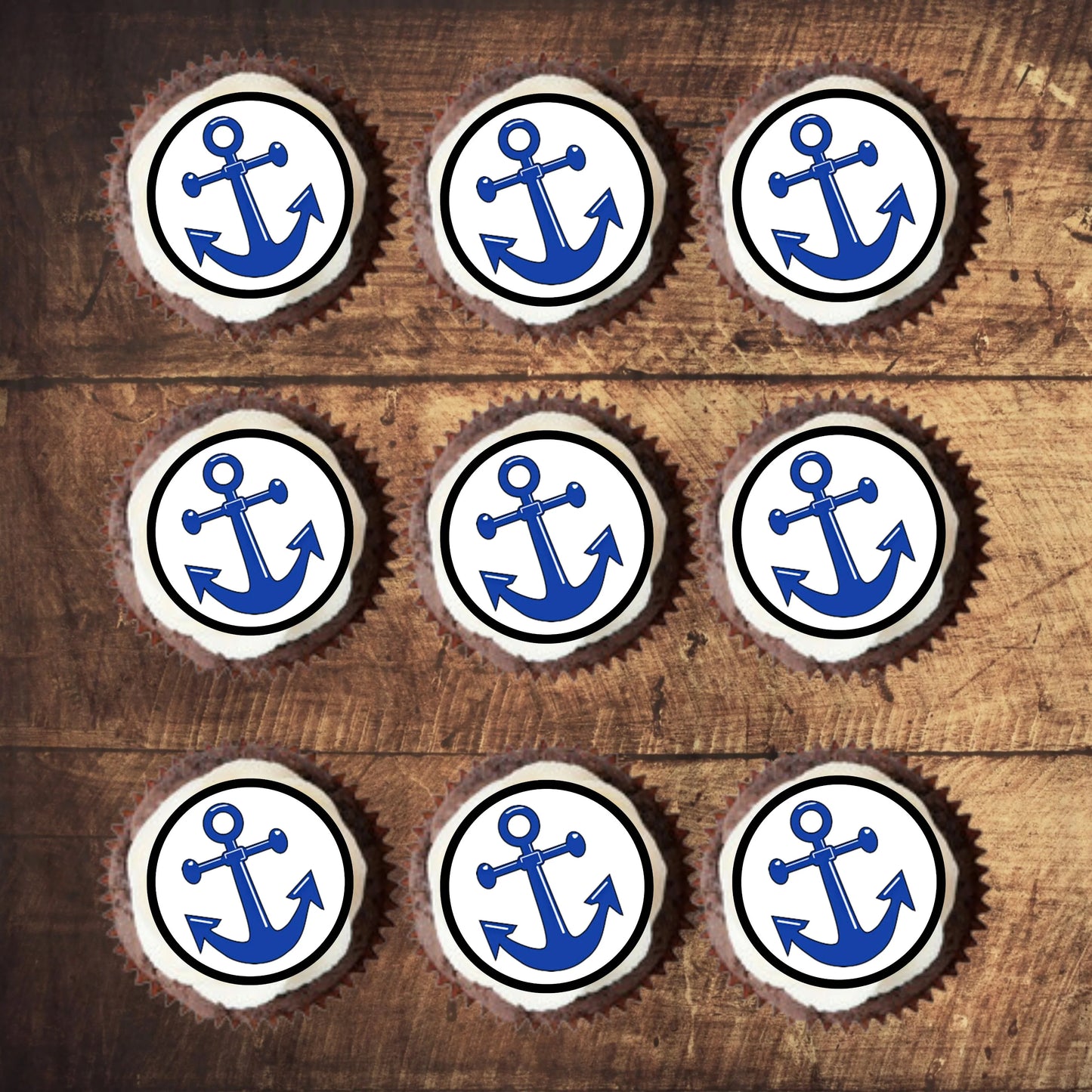 Anchor Sailor Theme Edible Cupcake Toppers