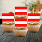 Austria Flag Edible Cupcake Toppers on white frosted cupcakes 