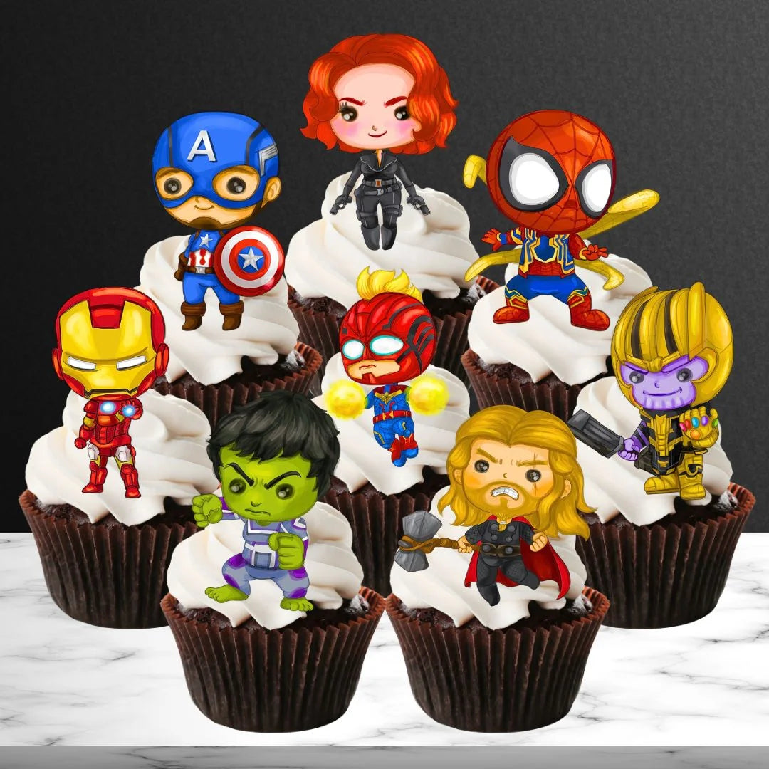 Avengers Superhero Themed Edible Cupcake Toppers