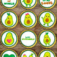 Avocado Edible Cupcake Toppers on cupcakes with white frosting