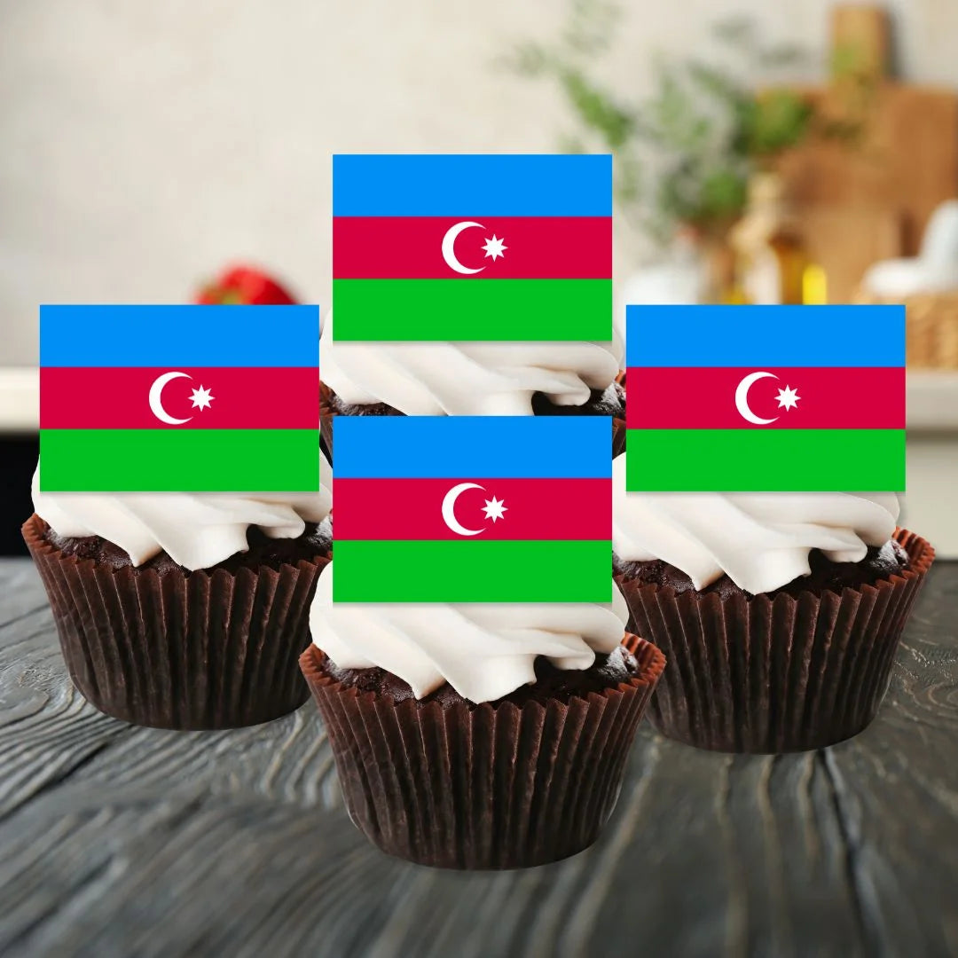 Azerbaijan Flag Edible Cupcake Toppers