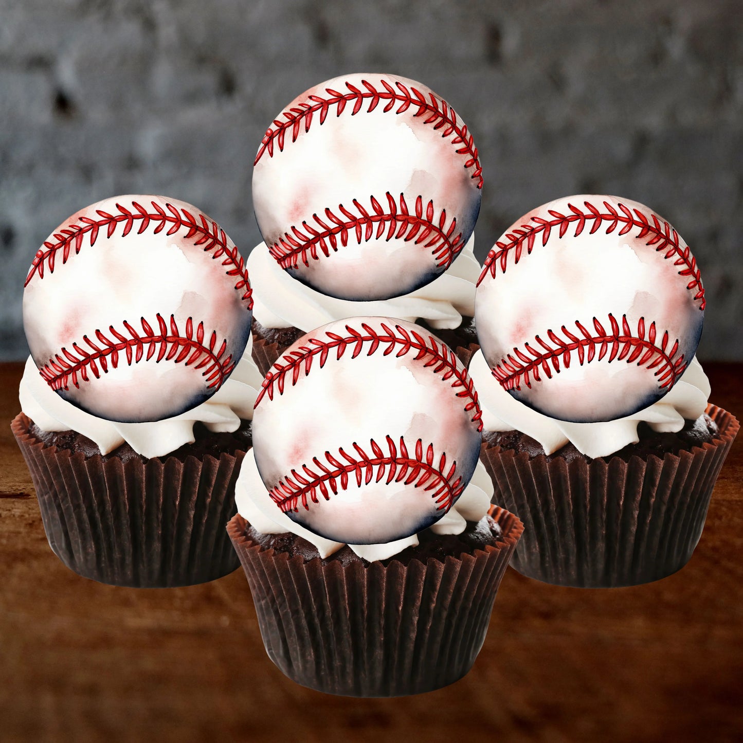 Baseball Ball Edible Cupcake Toppers