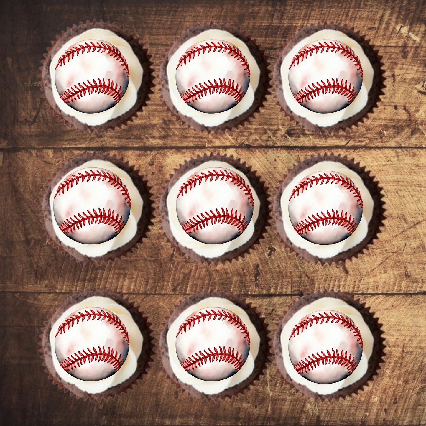 Baseball Ball Edible Cupcake Toppers