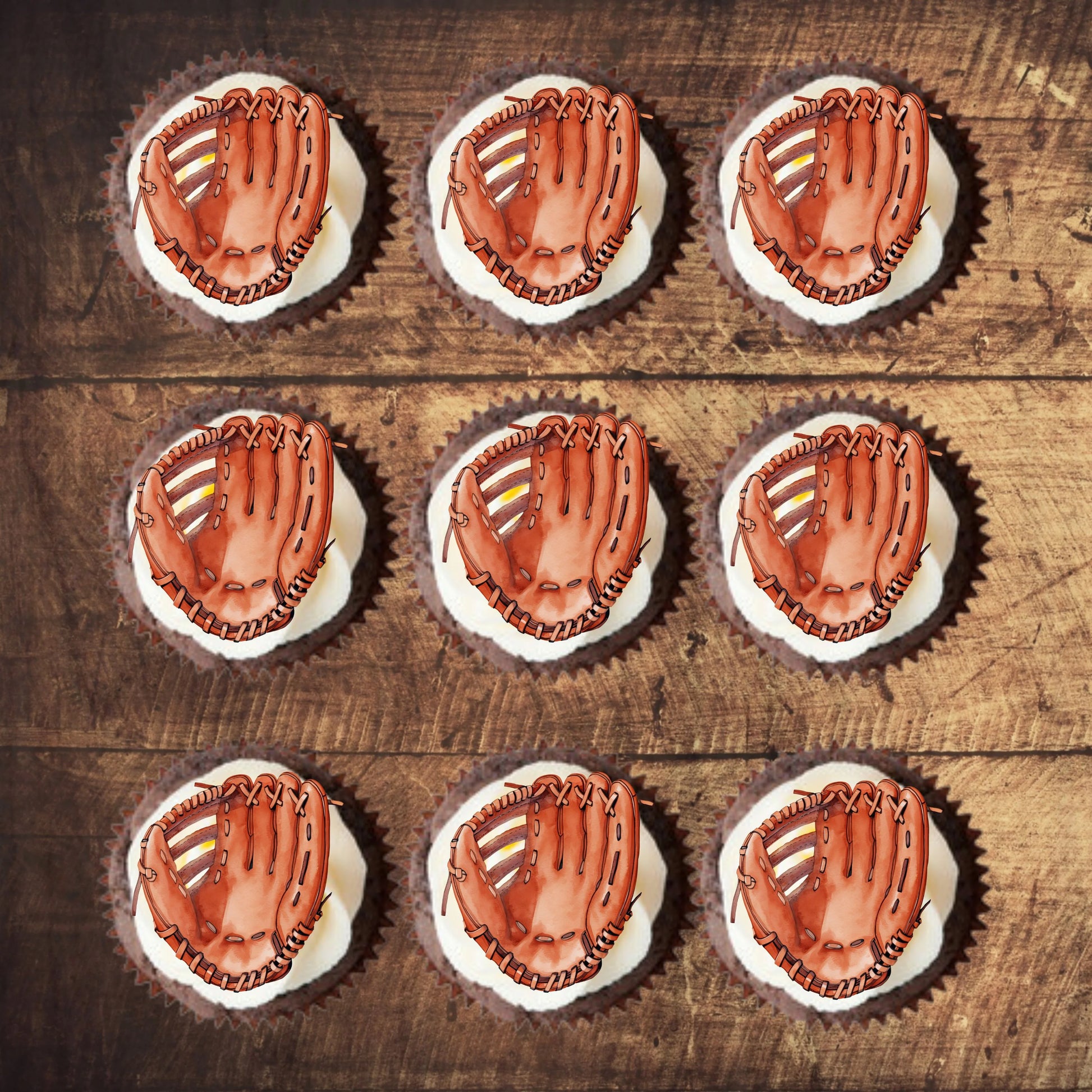 Baseball Mitt Edible Cupcake Toppers