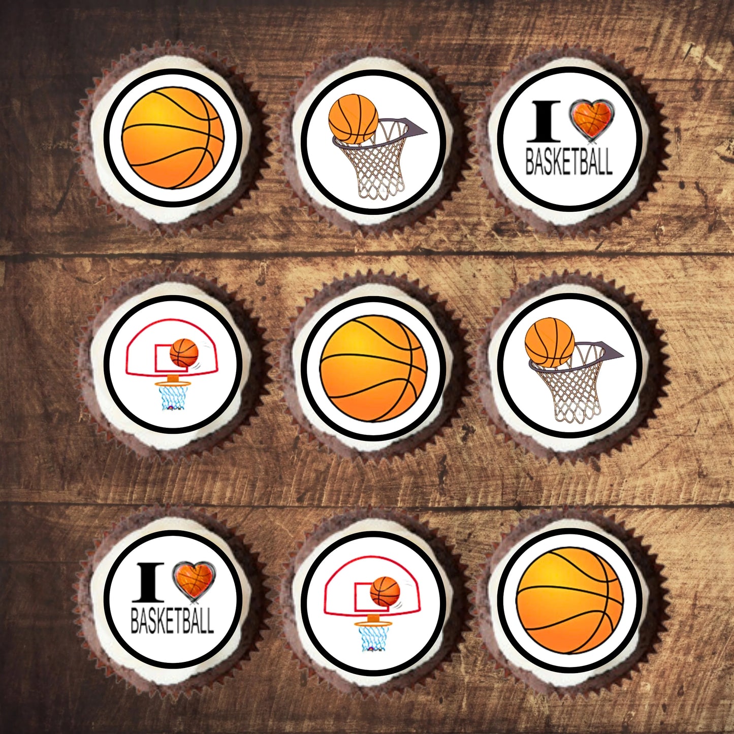 Basketball Theme Edible Cupcake Toppers