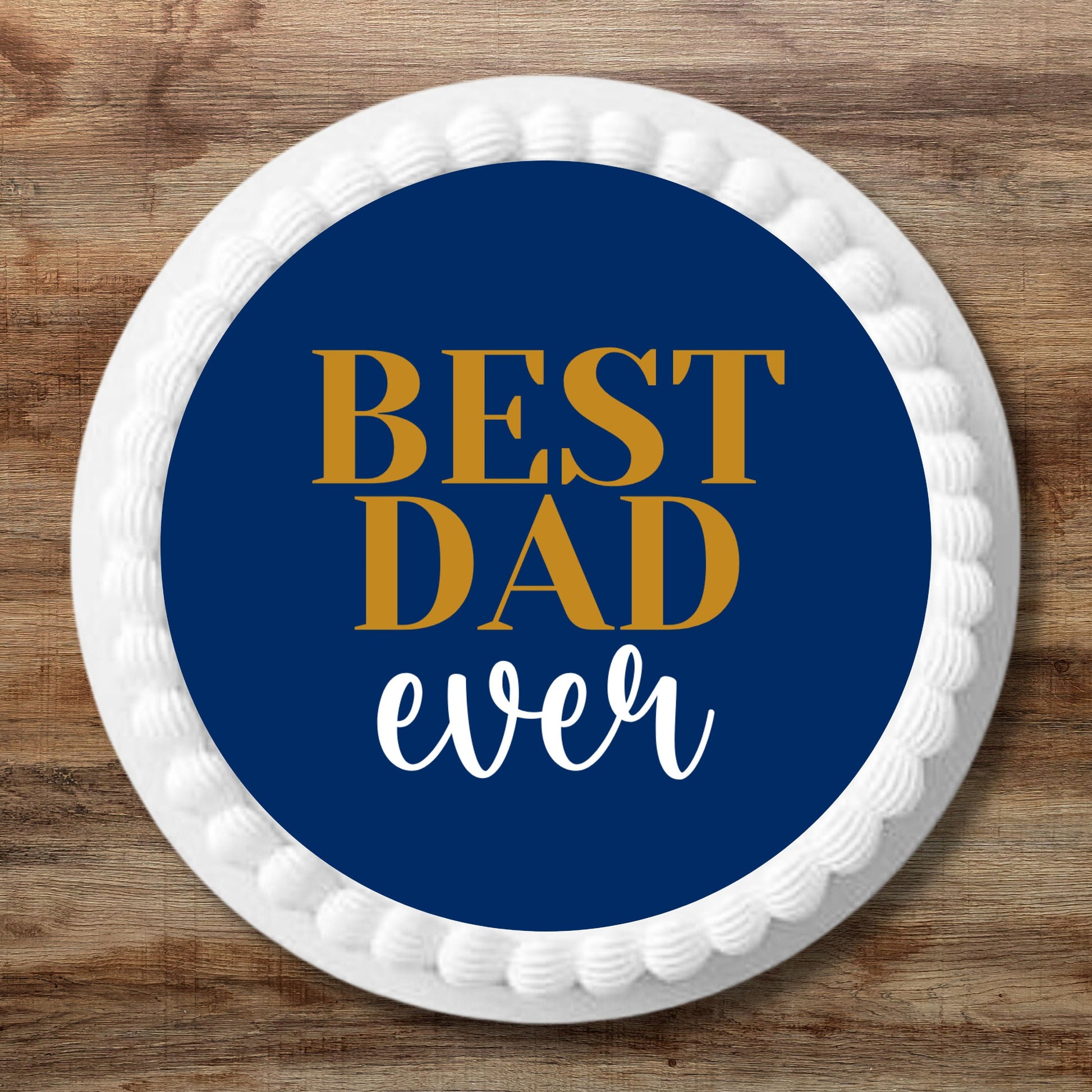 Best Dad Ever Father's Day Cupcake Toppers on white frosted cupcakes