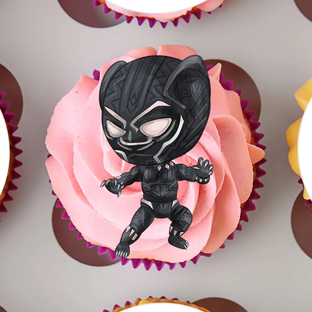 Superhero Black Panther Theme Edible Cupcake Toppers