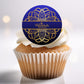 Cupcake with a 'Ramadan Kareem' decorative topper on a white background