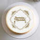Cheesecake with 'Ramadan Mubarak' text on a white plate