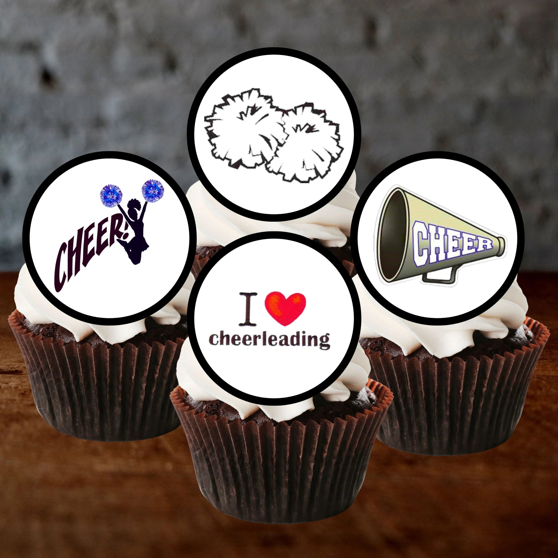 Cheerleading Edible Cupcake Toppers