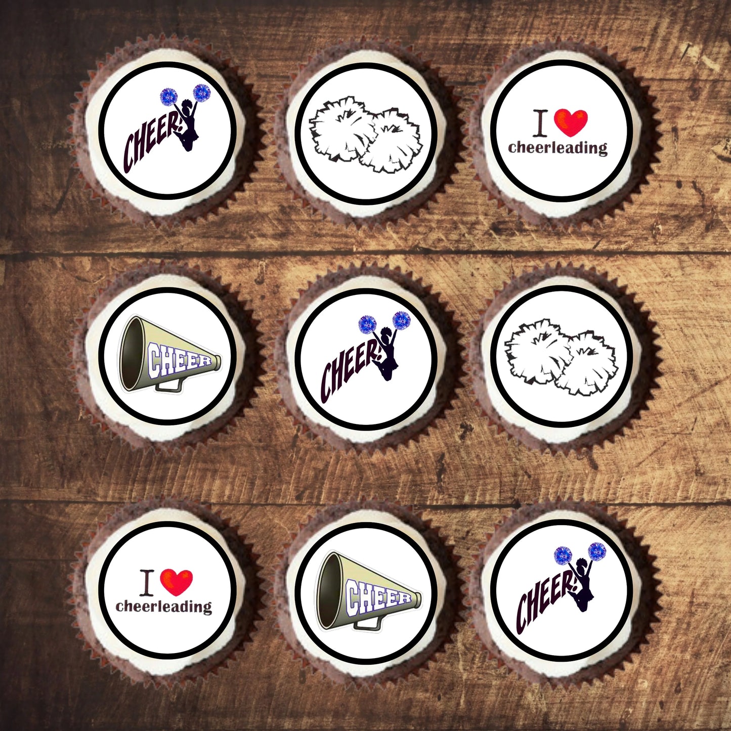 Cheerleading Edible Cupcake Toppers