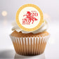 Cupcake with a Year of the Horse 2020 New Year decoration on a white background