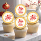 Cupcakes with 2026 Chinese New Year toppers featuring a horse design.