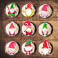 christmas Gnomes Edible Cupcake Toppers on chocolate cupcakes with white frosting