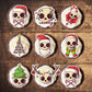 Christmas Skull Edible Cupcake Toppers on chocolate cupcakes with white frosting 